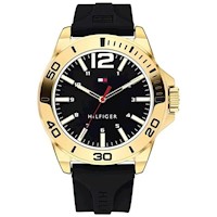 Reloj Tommy Hilfiger 1791662 Hombre Acero Inoxidable Dorado Correa Silicona Negro